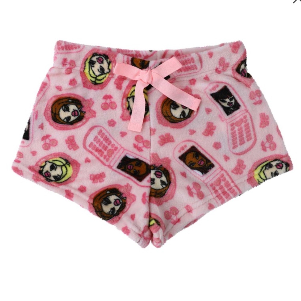 Bratz Y2K Flip Phone Pink Fleece Shorts Size M NWT
